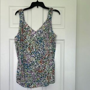 CABI FLORAL SLEEVELESS BLOUSE LARGE